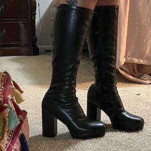 MIA Black Heeled Knee-High Boots